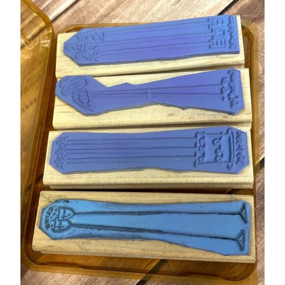 2005 STAMPIN' UP! ALONG THE SAME LINES Wood Mounted Rubber Stamp set of 4 - Picture 2 of 8